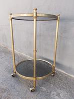 Tafel - Kristal, Messing - Bijzettafel met wieltjes, Huis en Inrichting, Nieuw
