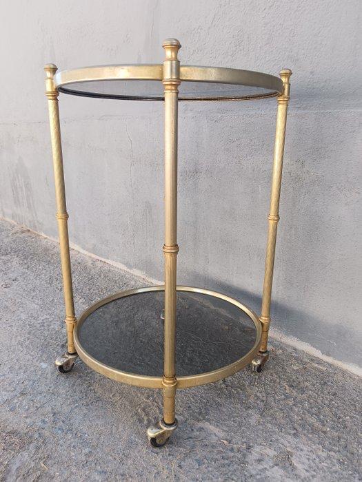 Tafel - Kristal, Messing - Bijzettafel met wieltjes, Huis en Inrichting, Overige Huis en Inrichting