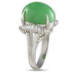 Ring Platina, Platina 0,45ct diamant en jade ring - 0.45ct., Sieraden, Tassen en Uiterlijk, Ringen, Nieuw