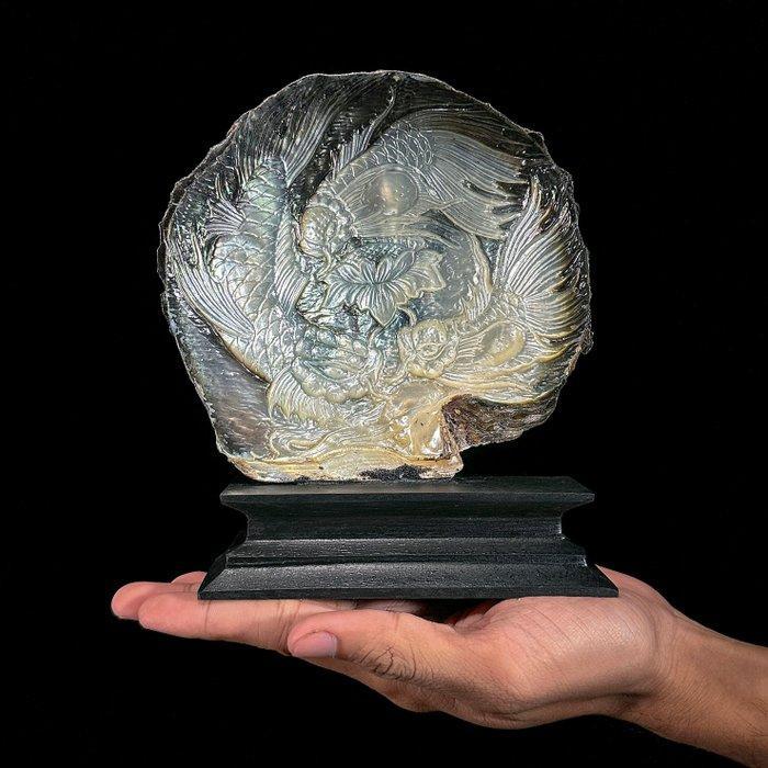 Fijn gegraveerde parelmoer schelp - verfijnde Japanse, Antiek en Kunst, Kunst | Designobjecten