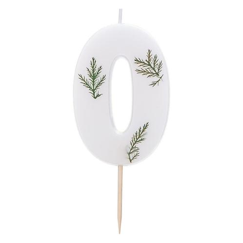 Witte Kaars 0 Jaar Gebladerd 5cm, Hobby en Vrije tijd, Feestartikelen, Nieuw, Verzenden
