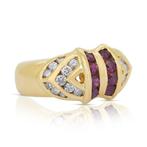 Ring - 18 karaat Geel goud - 1.00ct. tw. Robijn - Diamant, Nieuw