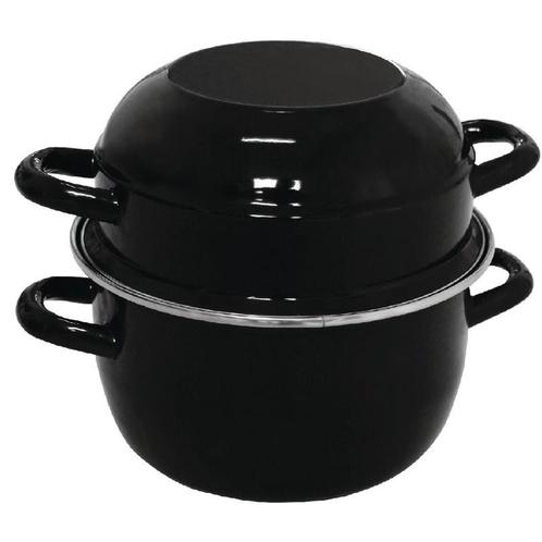 Mosselpan emaille zwart | 1kg porties | 20(Ø)x18(h)cm, Zakelijke goederen, Horeca | Keukenapparatuur, Nieuw in verpakking, Verzenden