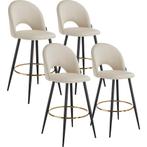 Barkruk Sachel met rugleuning, fluweellook - crème/zwart, Se, Huis en Inrichting, Barkrukken, Verzenden, Nieuw