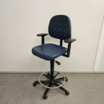 Labkoo hoge werkstoel - blauwe PU kunststof zitting, Huis en Inrichting, Ophalen of Verzenden, Nieuw