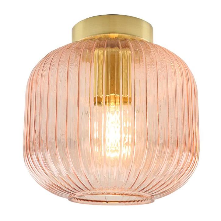 Roze plafondlamp Charlois, glas, retro, Huis en Inrichting, Lampen | Plafondlampen, Nieuw, Glas, Ophalen of Verzenden