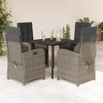 vidaXL 5-delige Tuinset met kussens poly rattan grijs, 4 zitplaatsen, Nieuw, Tuinset, Verzenden