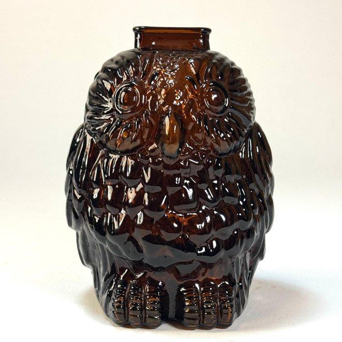 Amberkleurige Uil 1950-70 Wise Old Owl Libbey glass USA -, Antiek en Kunst, Antiek | Glas en Kristal