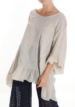 Linnen brede top kleur BEIGE, met katoen volant maat 50/52, Kleding | Dames, Nieuw