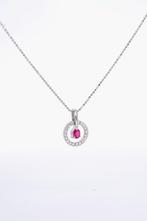 Ketting met hanger Platina - 0.77ct. tw. Robijn - Diamant