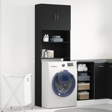 vidaXL Wasmachinekast 64x24x190 cm spaanplaat zwart beschikbaar voor biedingen