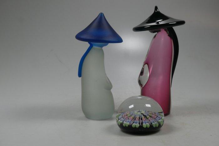 Murano - Beeld, 2 Chinezen en 1 press papier - 17.5 cm -, Antiek en Kunst, Antiek | Glas en Kristal