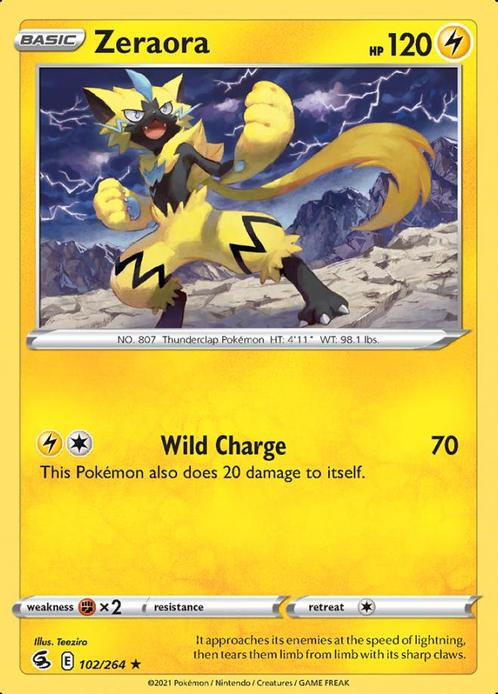 Zeraora 102/264 (Fusion Strike), Hobby en Vrije tijd, Verzamelkaartspellen | Pokémon, Losse kaart, Nieuw, Foil, Ophalen of Verzenden