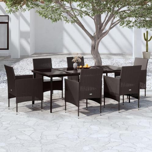 vidaXL 7-delige Tuinset met kussens zwart, Tuin en Terras, Tuinsets en Loungesets, Tuinset, Nieuw, 6 zitplaatsen, Rotan, Verzenden