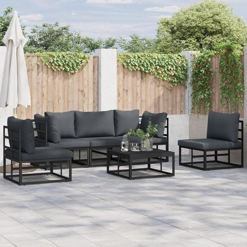 vidaXL Tuin Sofa Set met kussen met kussen 6 pcs Zwart 70 x, Tuin en Terras, Tuinsets en Loungesets, Nieuw, Aluminium, Verzenden