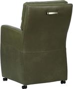 Olijfgroene leren landelijke eetkamerfauteuil - Granada leer, Overige kleuren, Nieuw, Leer, Ophalen of Verzenden