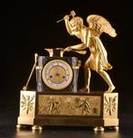 Tafelklok Empire - Verguld brons, Gepatineerd brons -, Antiek en Kunst, Antiek | Klokken