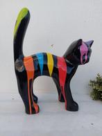 Beeld, garden statue cat color black with finish paint color