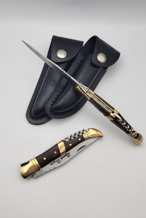 Laguiole Bougna - Tafelmessenset (2) - Hout, Messing, Staal, Antiek en Kunst, Antiek | Keukenbenodigdheden