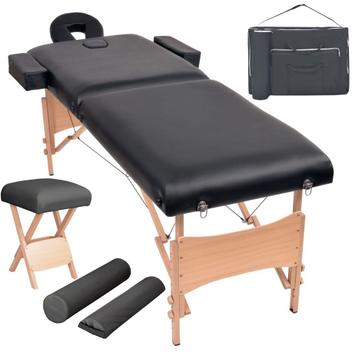 vidaXL Massagetafel- en krukset inklapbaar 2 zones 10 cm dik