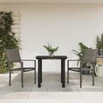 vidaXL 3-delige Tuinset textileen en staal zwart, Tuin en Terras, 2 zitplaatsen, Verzenden, Nieuw, Rvs