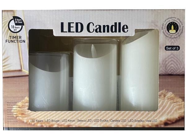 Veiling - Set van 3 LED Kaarsen – Timerfunctie & Flikkeren, Huis en Inrichting, Woonaccessoires | Kandelaars en Kaarsen