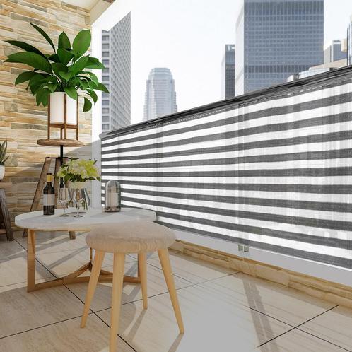 Balkon Privacy Scherm Grijs-Wit  afm. 1,4 x10m (Partytenten), Caravans en Kamperen, Kampeeraccessoires, Nieuw, Verzenden