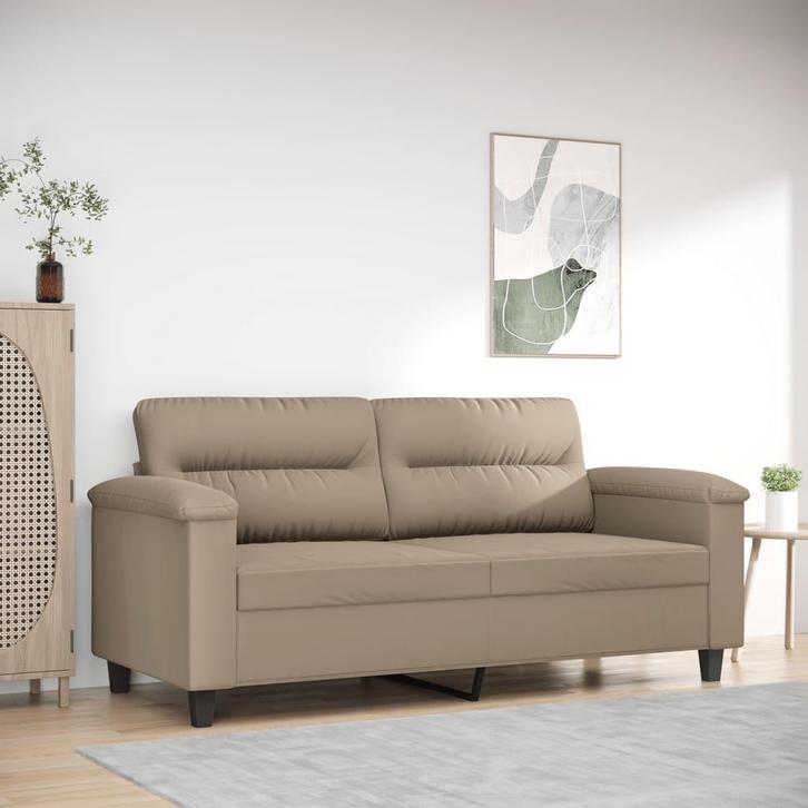 vidaXL Tweezitsbank 140 cm microvezelstof taupe, Huis en Inrichting, Banken | Bankstellen, Nieuw, 150 tot 200 cm, Stof, Tweepersoons