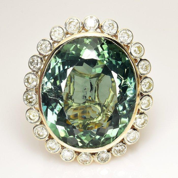 Ring - 14 karaat Geel goud - 30.20ct. tw. Apatiet - Diamant, Sieraden, Tassen en Uiterlijk, Ringen