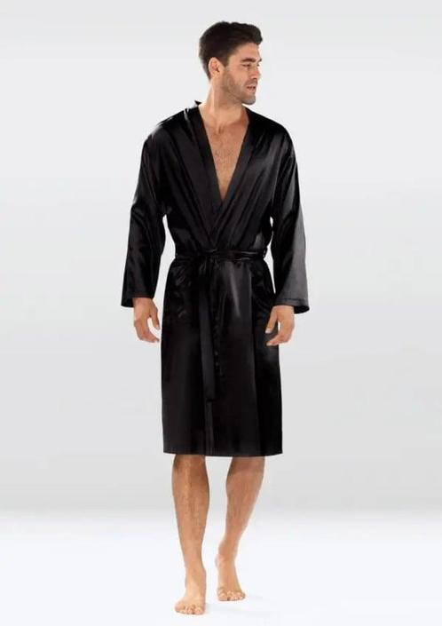 DKaren | Satijnen heren badjas - Christian | zwart, Kleding | Heren, Pyjama's, Nieuw, Overige maten, Verzenden