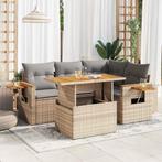 vidaXL 5-delige Loungeset met kussens poly rattan en, Verzenden, Nieuw, Rotan, Loungeset