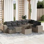 vidaXL 9-delige Loungeset met kussens poly rattan lichtgrijs, Verzenden, Nieuw, Rotan, Loungeset
