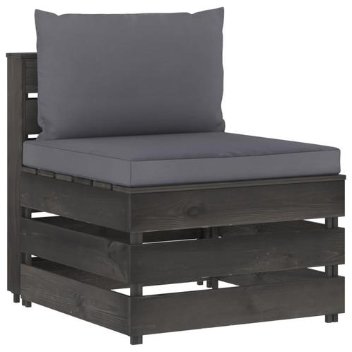 vidaXL Middenbank sectioneel met kussens grijs geïmpregneerd, Tuin en Terras, Tuinsets en Loungesets, Nieuw, Hout, Verzenden