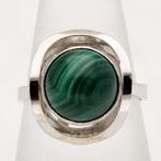 Ring - 14 karaat Witgoud - Malachiet, Sieraden, Tassen en Uiterlijk, Ringen, Nieuw