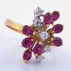 Ring - 18 karaat Geel goud Robijn - Diamant, Nieuw