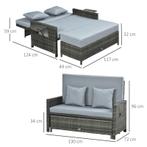 TRUUSK Poly Rattan Loungebank Tuinbank Ligstoel 2-zits Met K, Tuin en Terras, Tuinsets en Loungesets, Verzenden, Nieuw