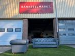 Bankstel CHESTERFIELD 3 zit bank + fauteuil stoel grijs leer, Huis en Inrichting, Zo goed als nieuw, Vierpersoons of meer, Rechte bank