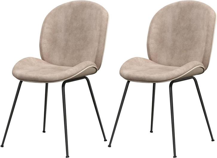 Eetkamerstoelen - Set van 2 - Fluweel - Bruin - COSTWAY, Huis en Inrichting, Stoelen, Zo goed als nieuw, Verzenden