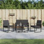vidaXL 5-delige Tuinset met kussens polypropeen rattan zwart, Verzenden, Nieuw, 5 zitplaatsen, Tuinset