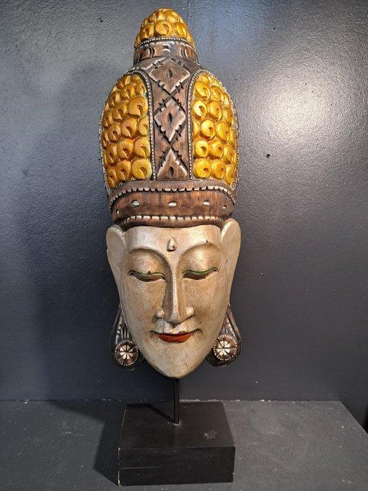 Boeddha masker op voetstuk - Beeld - Indonesië (Zonder, Antiek en Kunst, Kunst | Niet-Westerse kunst