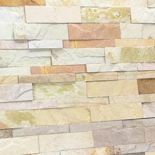 Natuursteen strips wandbekleding leisteen mint multi beige-0, Doe-het-zelf en Verbouw, Tegels, Nieuw, Verzenden