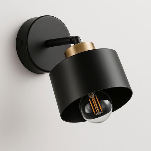 Wandlamp | Metaal | Zwart / Koper| E27, Huis en Inrichting, Lampen | Wandlampen, Nieuw, Metaal, Ophalen of Verzenden