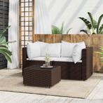 vidaXL 3-delige Loungeset met kussens poly rattan bruin, Tuin en Terras, Tuinsets en Loungesets, Verzenden, Nieuw, Rotan, Loungeset