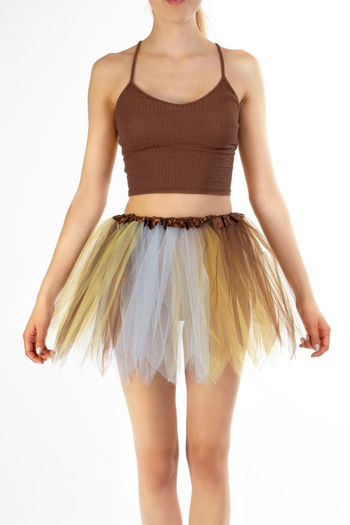 KIMU® Tutu Bruin Geel Tule Rokje M L 164 170 176 Indiaan Pet, Kleding | Dames, Carnavalskleding en Feestkleding, Nieuw, Maat 38/40 (M)
