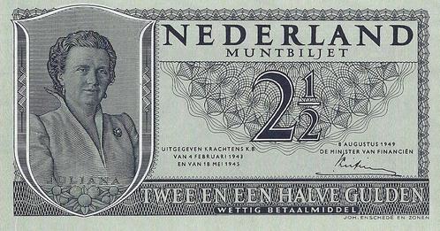 Bankbiljet Juliana 2,5 gulden 1949 UNC, Postzegels en Munten, Bankbiljetten | Nederland, Verzenden