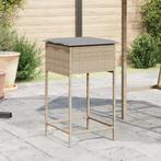 vidaXL Tuinbarkrukken 2 st met kussens poly rattan beige, Tuin en Terras, Tuinstoelen, Verzenden, Nieuw, Rotan