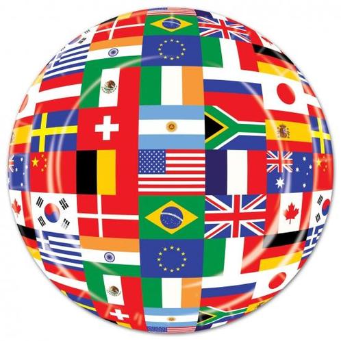 8x stuks landen thema bordjes met internationale vlaggen 2.., Hobby en Vrije tijd, Feestartikelen, Verzenden