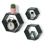 IvoQ Wandplanken Hexagon Set 3 stuks Zwart, Huis en Inrichting, Verzenden, Nieuw
