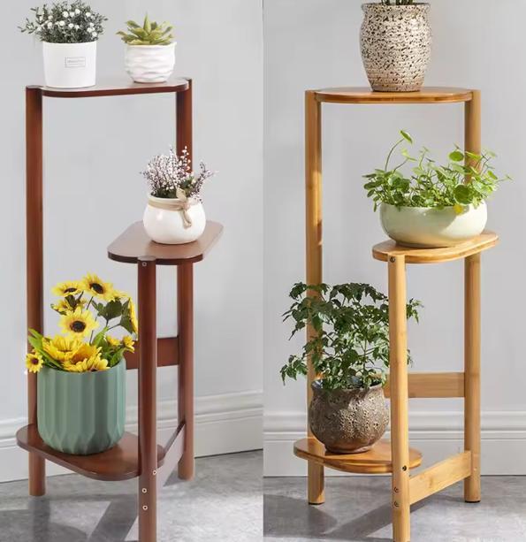 Modern Stijlvolle Bamboe Hoekplantenstandaard 3 Laags Binnen, Tuin en Terras, Bloembakken en Plantenbakken, Nieuw, Verzenden