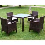 vidaXL 5-delige Tuinset met kussens poly rattan bruin, 4 zitplaatsen, Nieuw, Tuinset, Verzenden